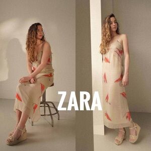 BNWOT Zara Women’s LINGERIE STYLE PRINT DRESS size M